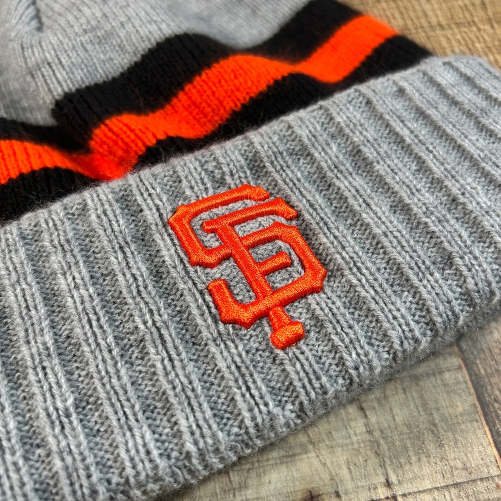 Nike San Francisco Giants Grey Black Orange Striped Cuffed Knit Beanie Hat MLB - Picture 2 of 6